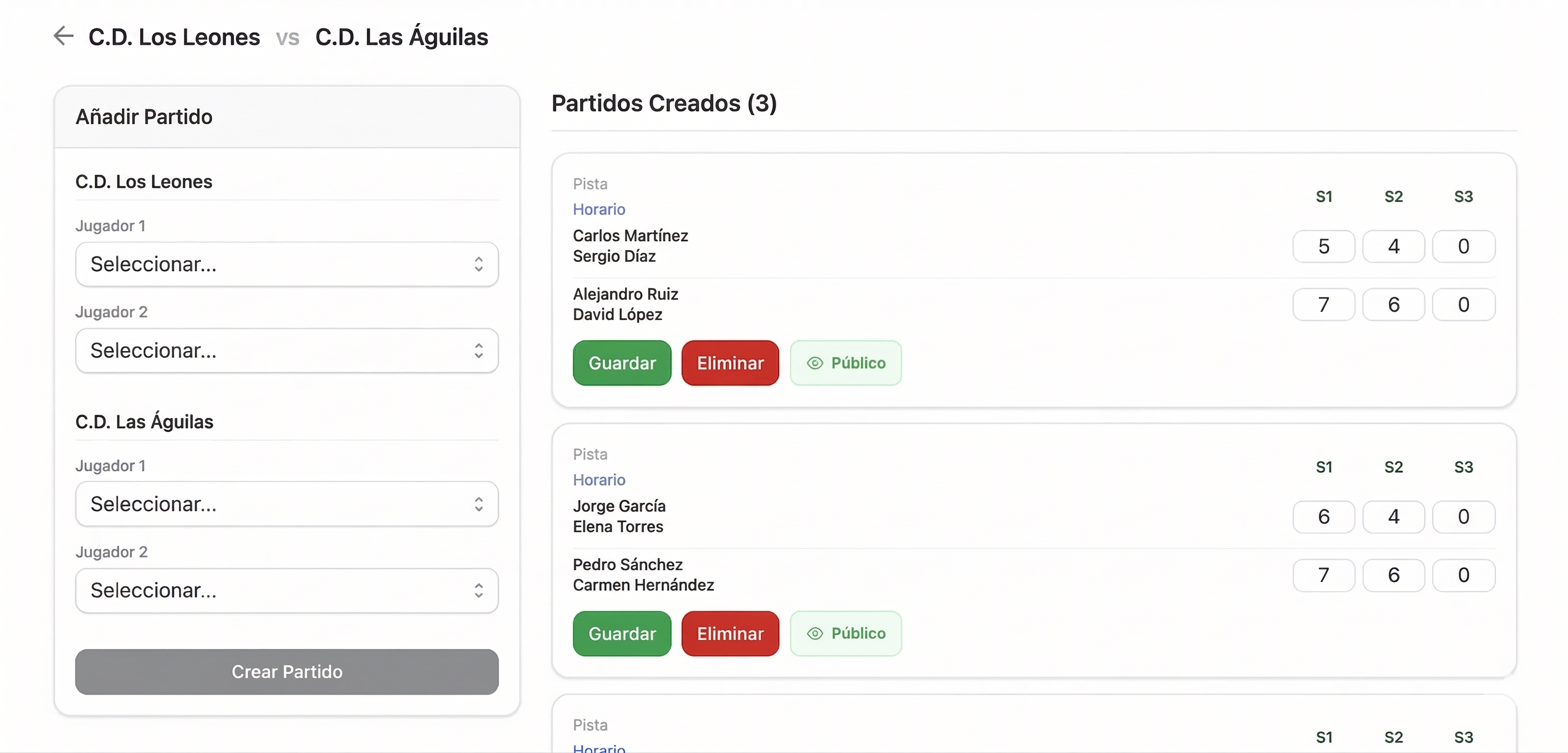 Encuentros de equipos